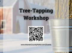 Tree tapping workshop with picture of bucket on tree